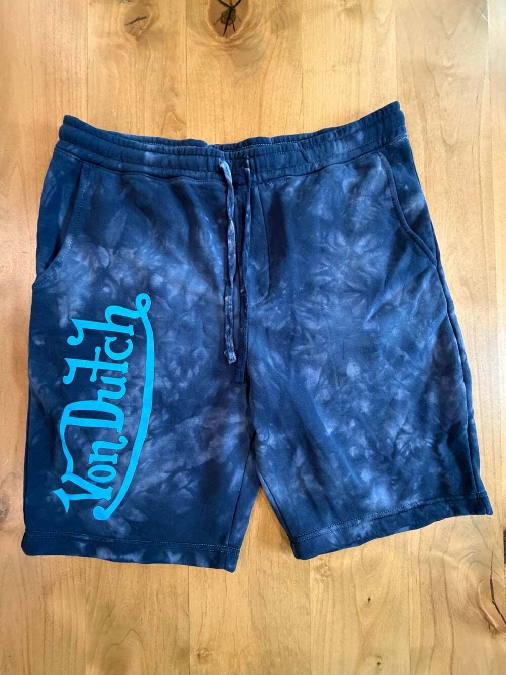 Von Dutch Sweat Shorts Size L Blue Tie Dye Logo